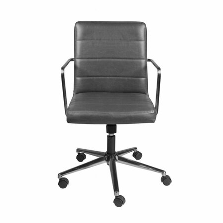 HOMEROOTS Gray Low Back Office Chair with Brushed Nickel Base, 25.20 x 25.20 x 35.83 in. 370563